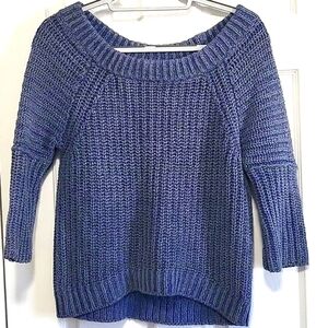 Free People blue cable knit boat neck sweater